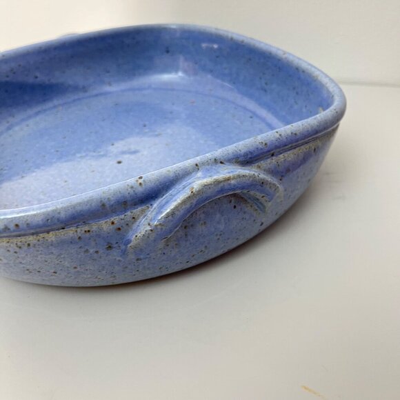 Handcrafted Blue Speckled Stoneware Square Baking‎ Dish With Handles Nesting - Picture 3 of 8